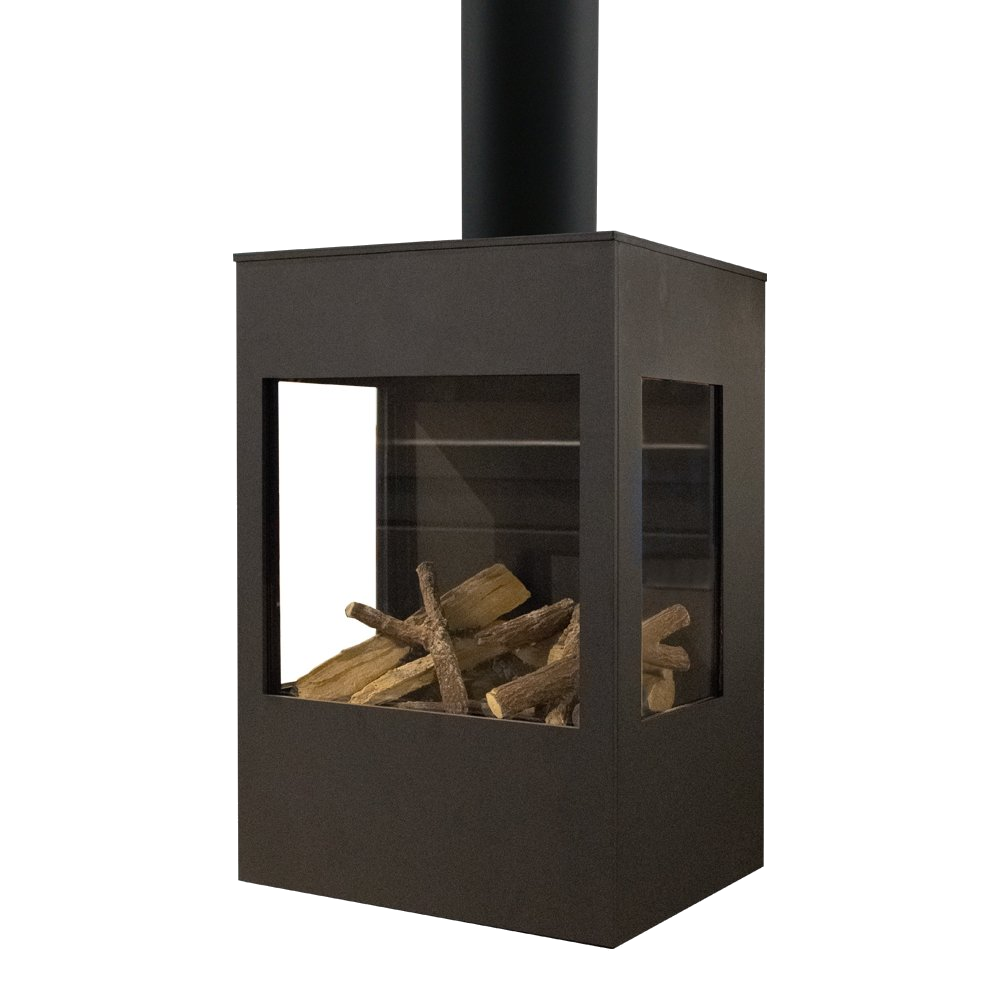 Wanders Onyx Wall gaskachel met houtblokken en rookkanaal