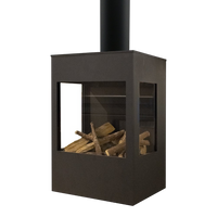 Wanders Onyx Wall gaskachel met houtblokken en rookkanaal