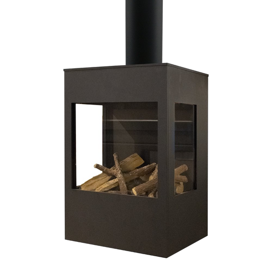 Wanders Onyx Wall gaskachel met houtblokken en rookkanaal