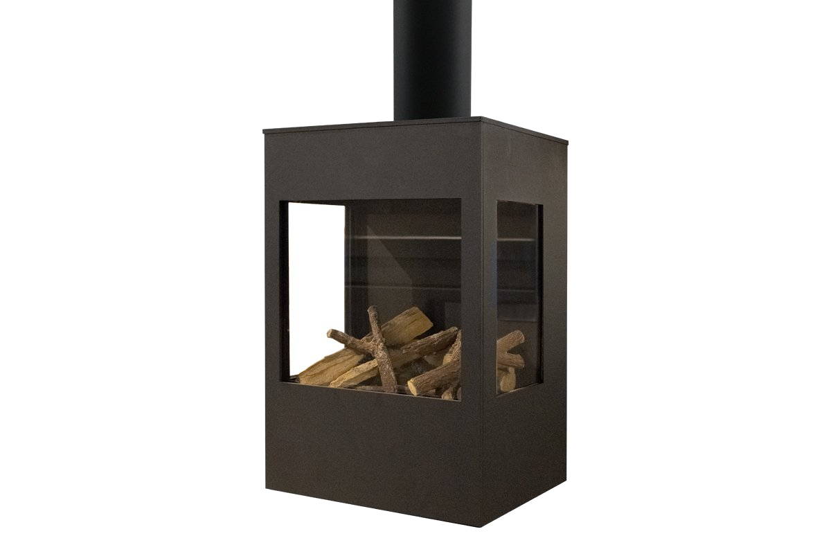 Wanders Onyx Wall gaskachel met houtblokken in zwart design