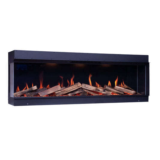 Element4 Elite 180 E Supreme in zwarte inbouwhaard met vlammen en houtblokken